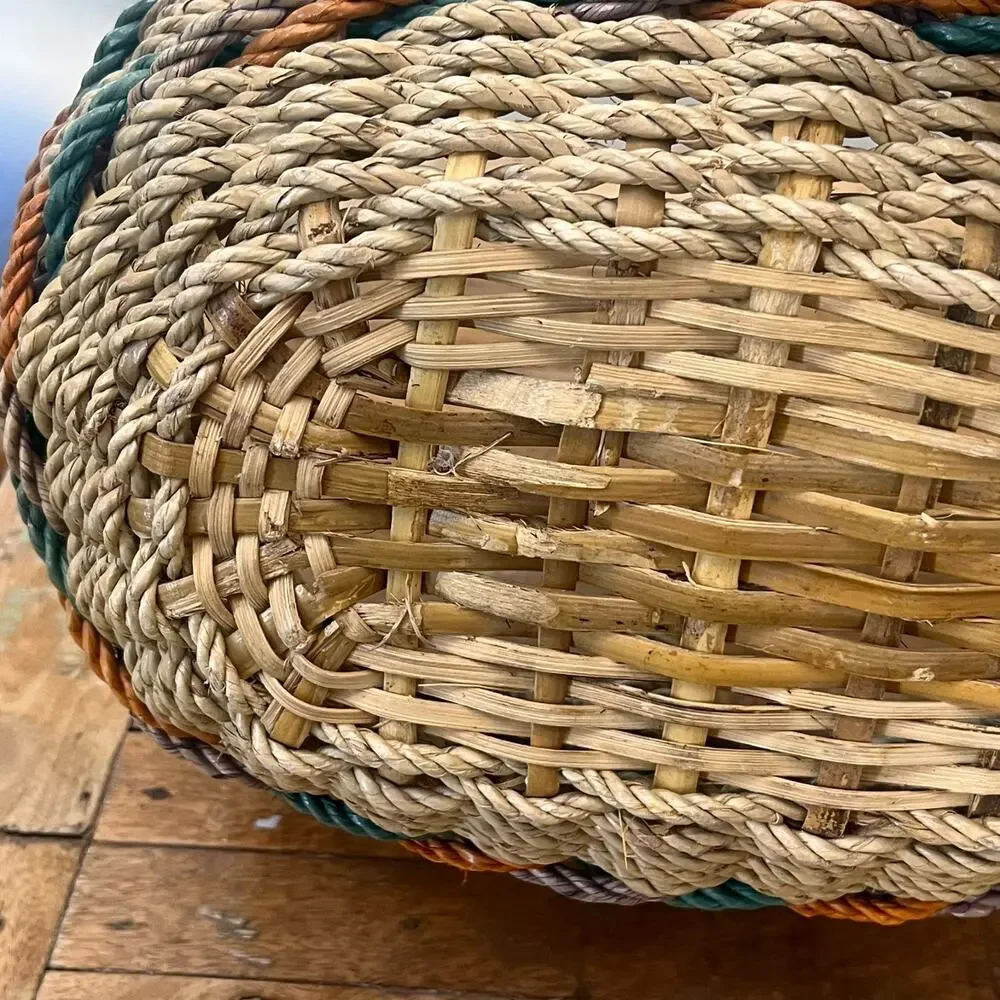 Vintage Woven Rope Wicker Basket 14.5